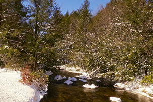 fyf_park_winter Winter river scene with snow in Carbon County state park.