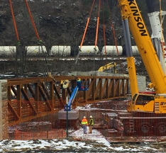 D&L bridge construction with crane