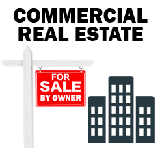 Commercial RE for Sale by Owner vector buildings with for sale sign