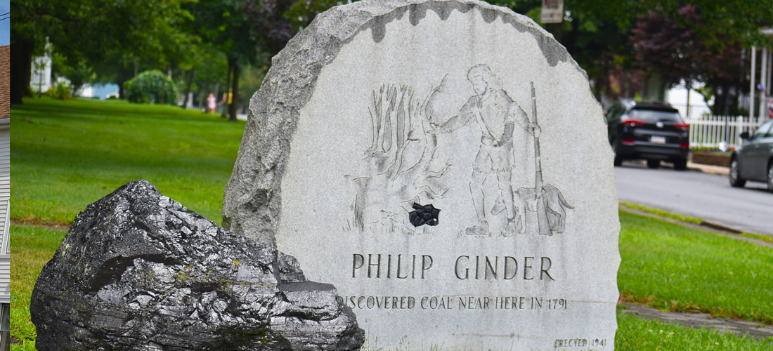 Summit Hill Philip Ginder Memorial next to coal