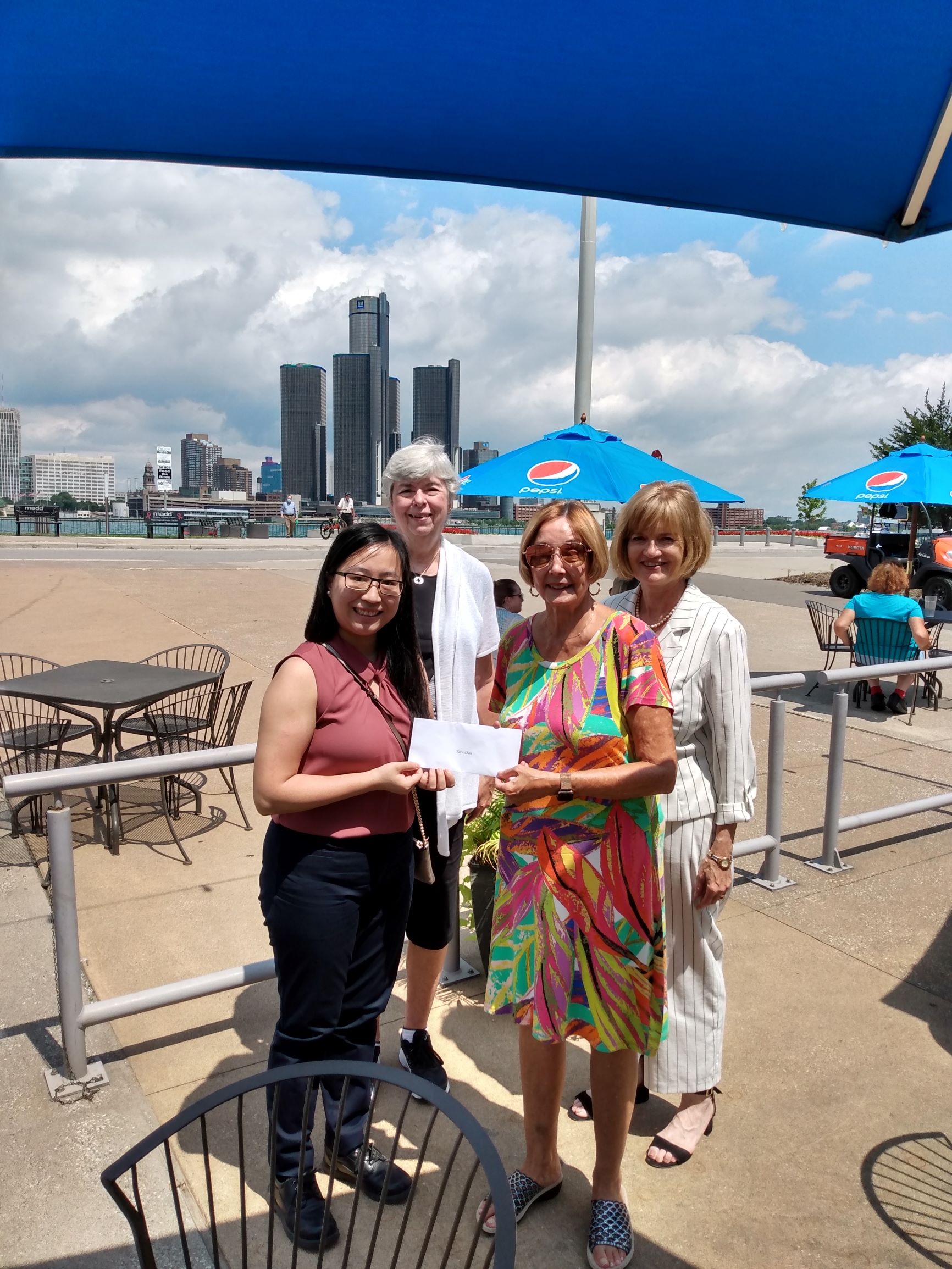 Photo 1 - Tara Chan Recipient Tara Chan (Faculty of Law, University of Windsor Recipient), Sue Zanin (Past Chair, ATHENA Committee), Loretta Stoyka (Founder, ATHENA Scholarship Fund (Windsor), Lee Anne Doyle (Chair, ATHENA Committee)