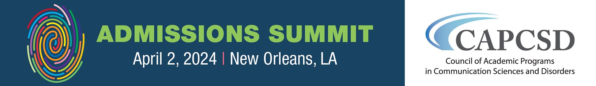 CAPCSD 2024 Admissions Summit banner, April 2, 2024, New Orleans, LA