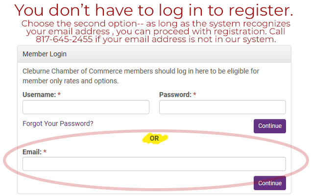 You don't have to log in to register