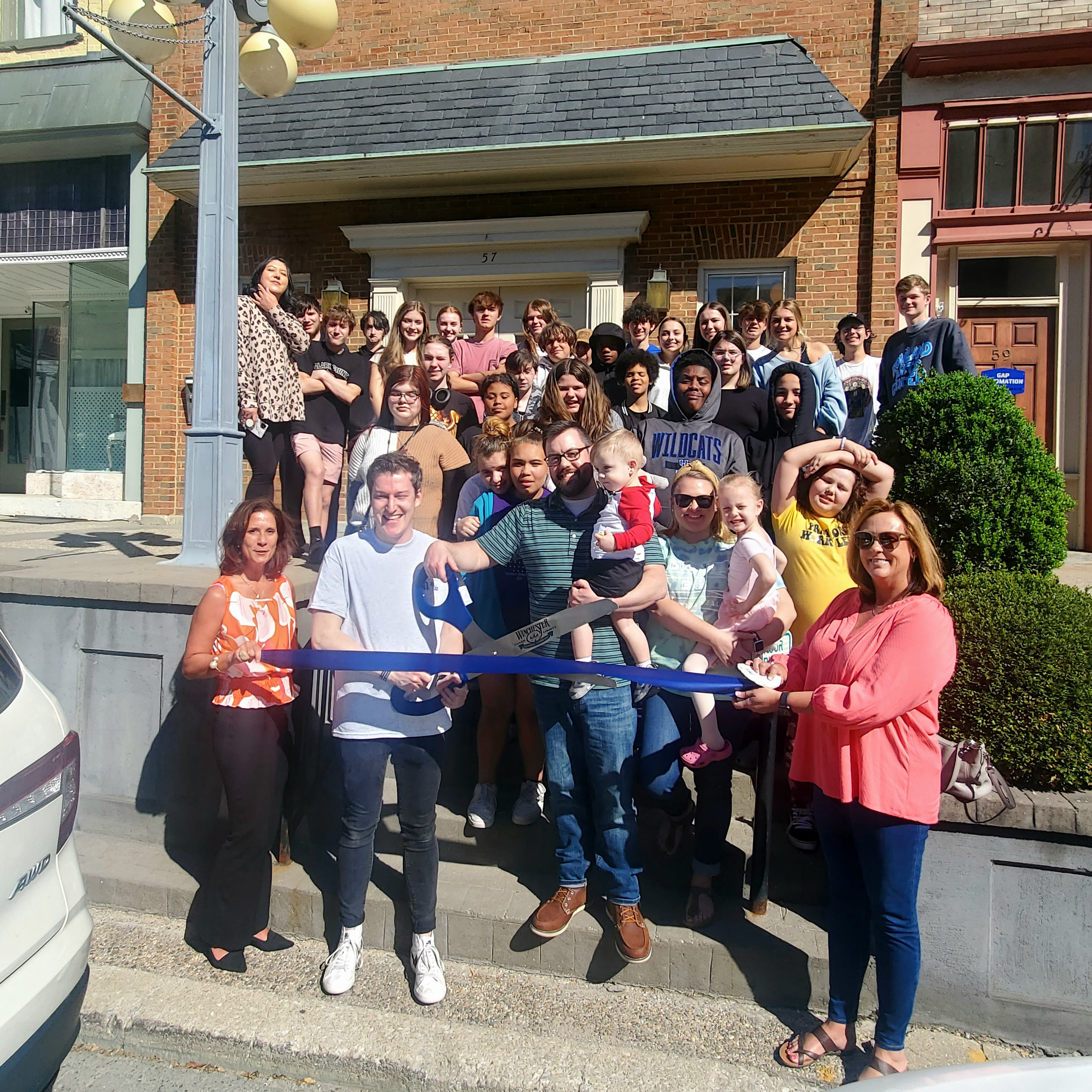 RAC Ribbon Cutting Joseph Miller cuts the ribbon celebrating The Rowland Arts Center’s membership into the Winchester-Clark County Chamber of Commerce.