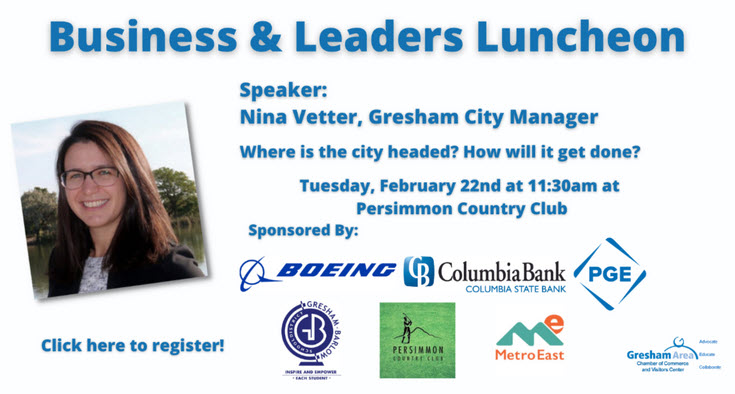 Nina Vetter, Gresham City Manager Speaks at Chamber Event