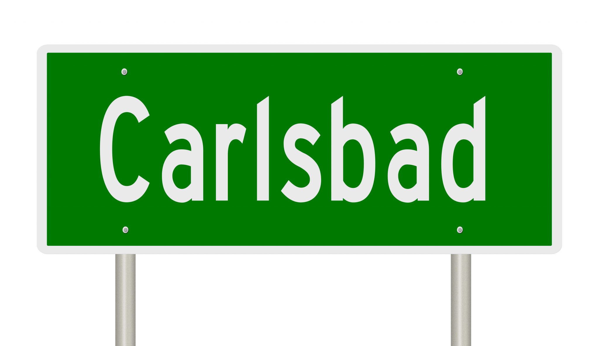 Rendering of a green highway sign for Carlsbad New Mexico Rendering of a green highway sign for Carlsbad New Mexico