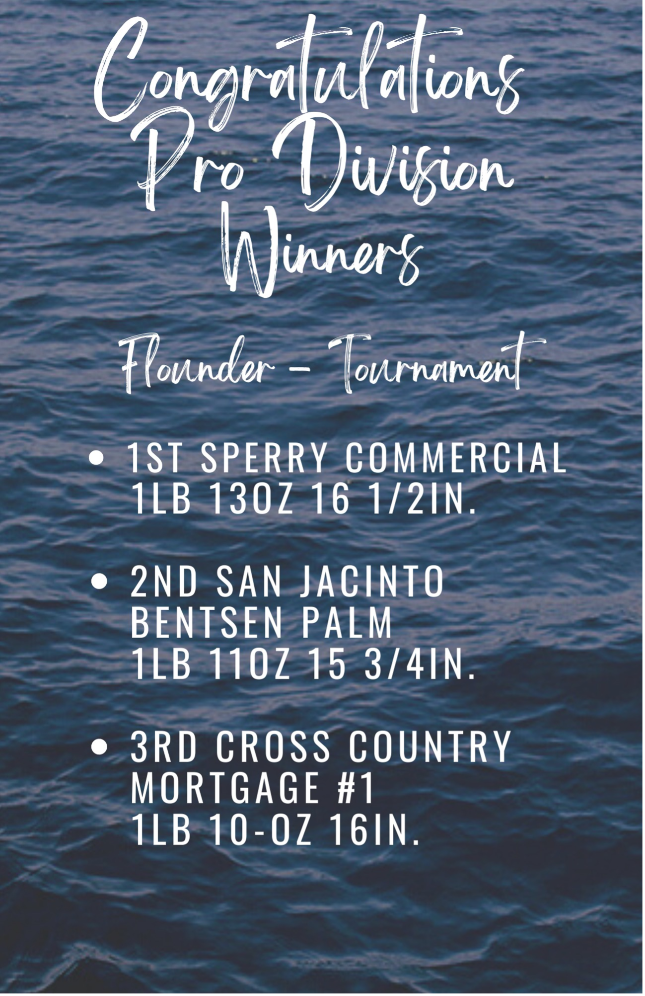 Flounder Pro Division Winners