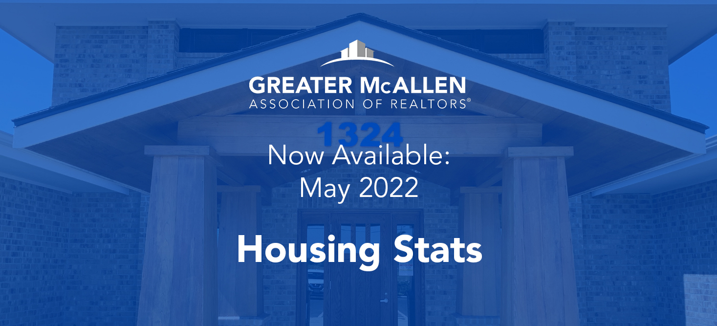 Now Available May 2022 Housing Stats photo of brick building with words hovering over photo