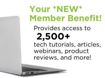 Image of laptop with text about new RETI member benefit