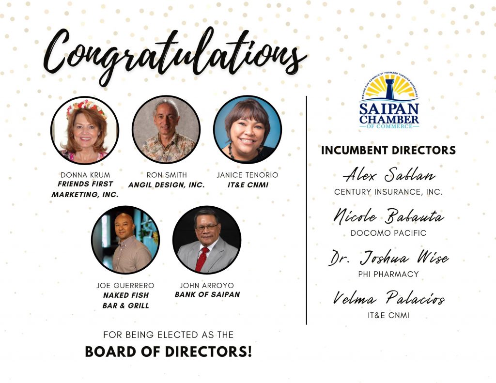 Congratulations newly elected board members