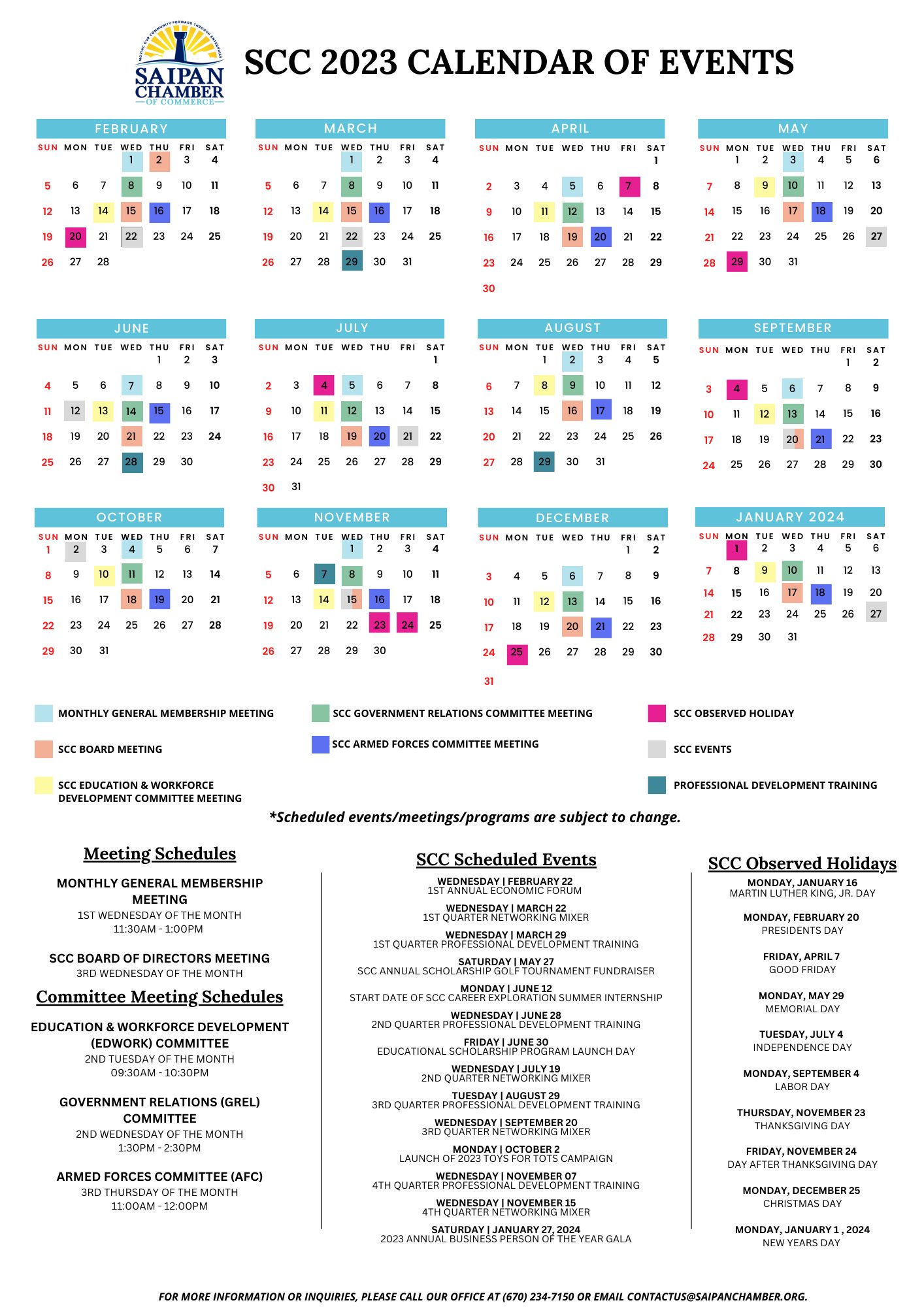 SCC Calendar of Events - 2023