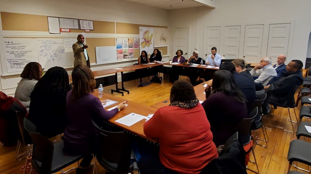 MBA Chairman Quinton Harrell leads a meeting