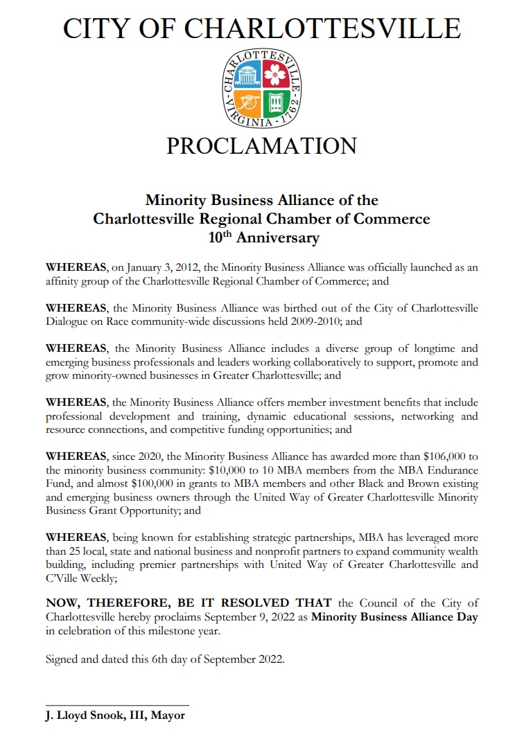 MBA Day Proclamation Document
