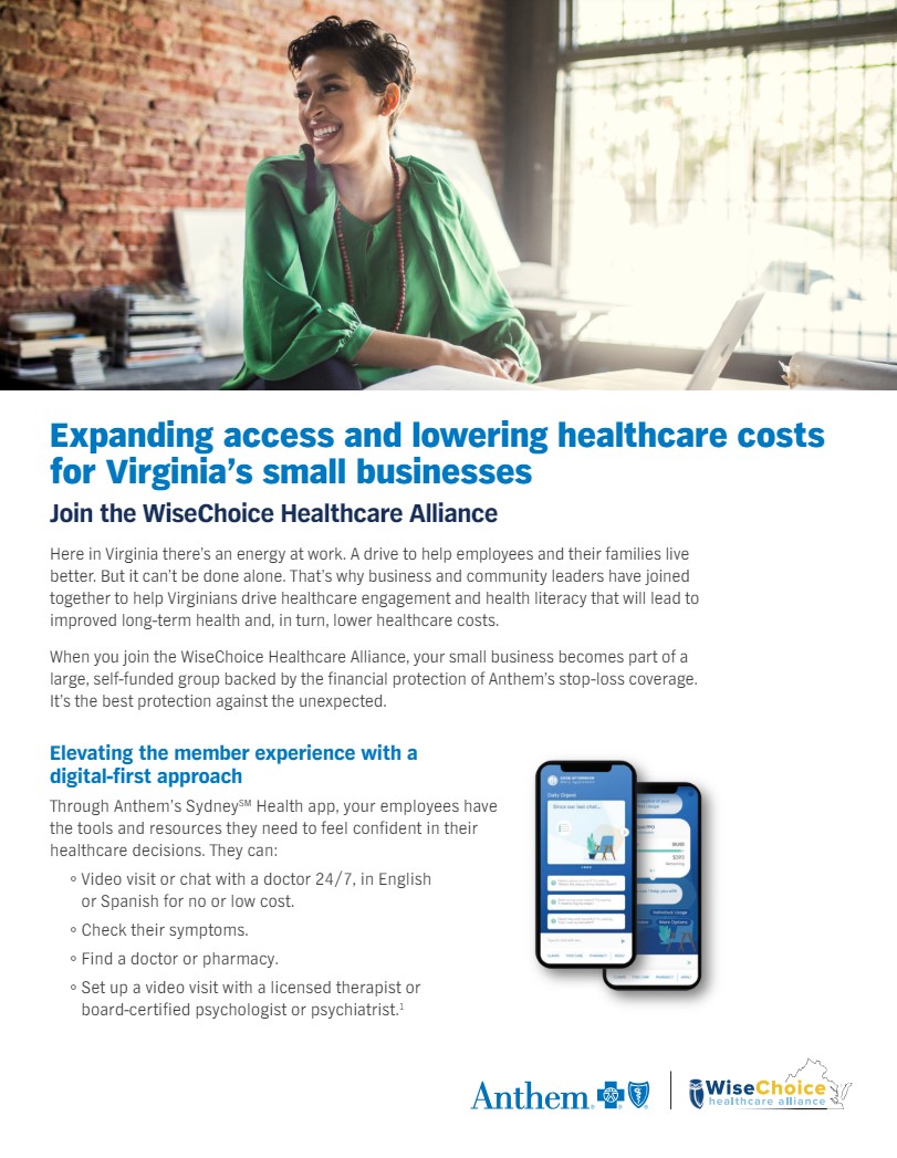 WiseChoice Healthcare Alliance - expanding access and lowering healthcare costs for Virginia's small businesses