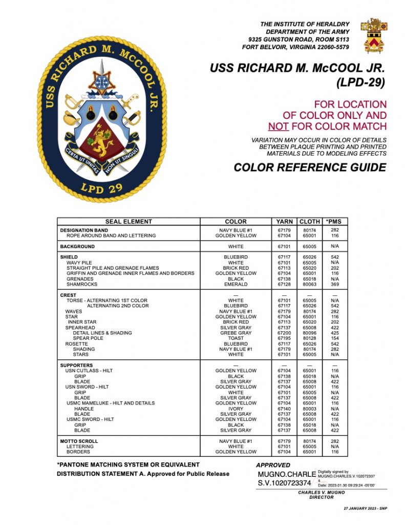 USS RICHARD M. McCOOL JR (LPD 29)_Color Reference Guide