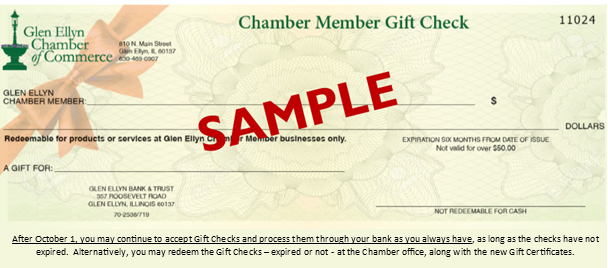 Chamber Gift Check Sample
