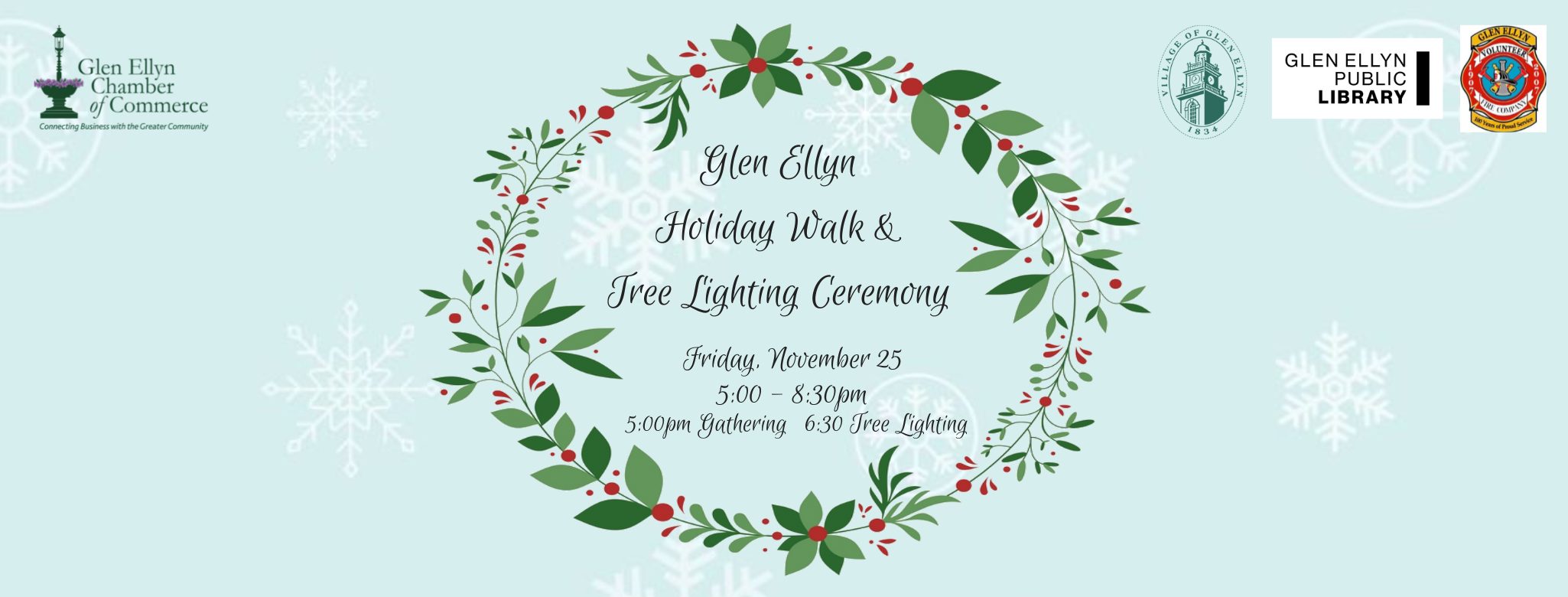 Glen Ellyn Holiday Walk &amp; Tree Lighting Ceremony banner