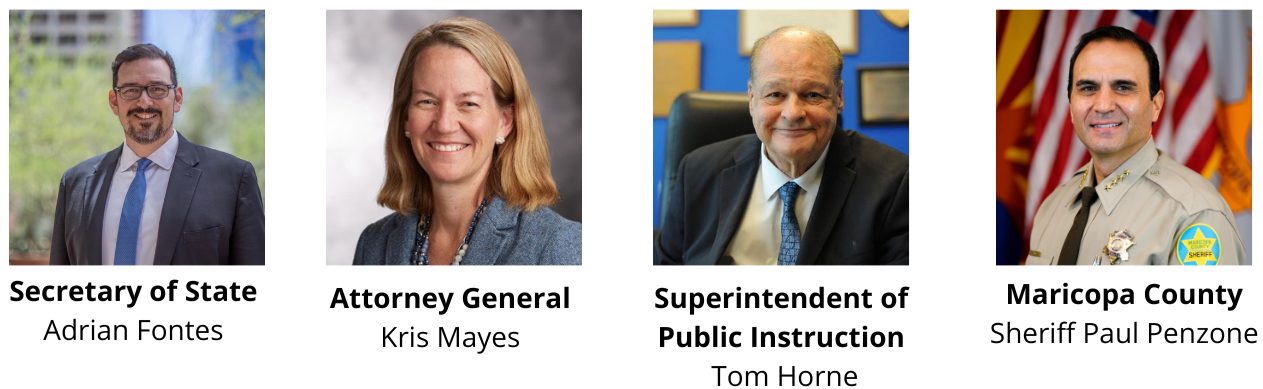 Secretary of State Adrian Fontes\, Attorney General Kris Mayes\, Superintendent of Public Instruction\, Maricopa County Sheriff Paul Penzone