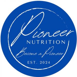 A blue circle with the words "Pioneer Nutrition - Become a Pioneer". Under those words: Est. 2024. End description.