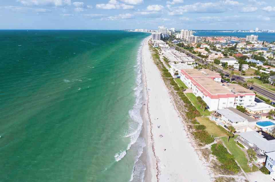 Aeiral View of Belleair Beach on Tampa Bay Beaches