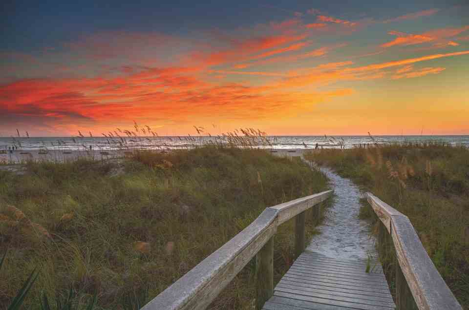 Indian Shores Boardwalk at Sunset