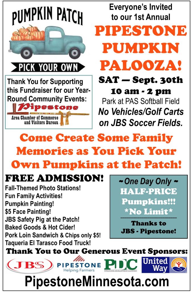 11x17 - Color Ad Poster - Pipestone Pumpkin Palooza -with Face Painting