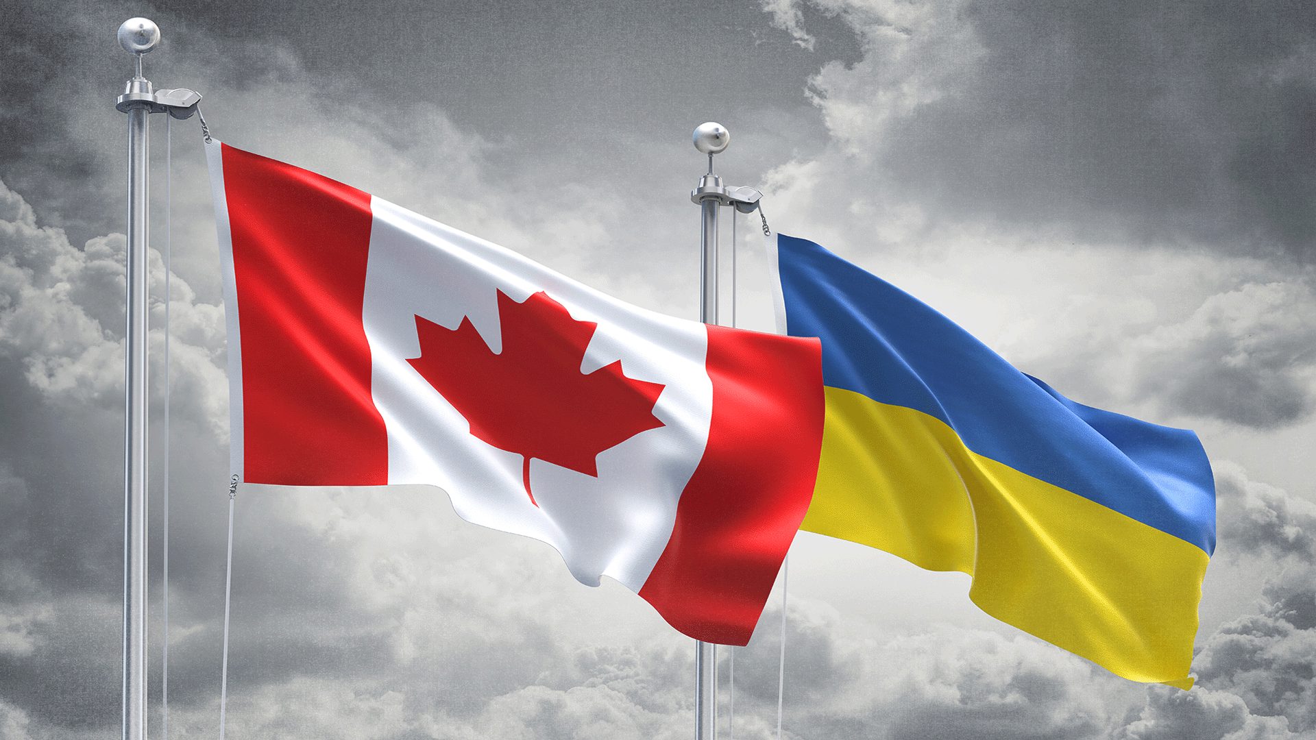ukranian and canadian flags