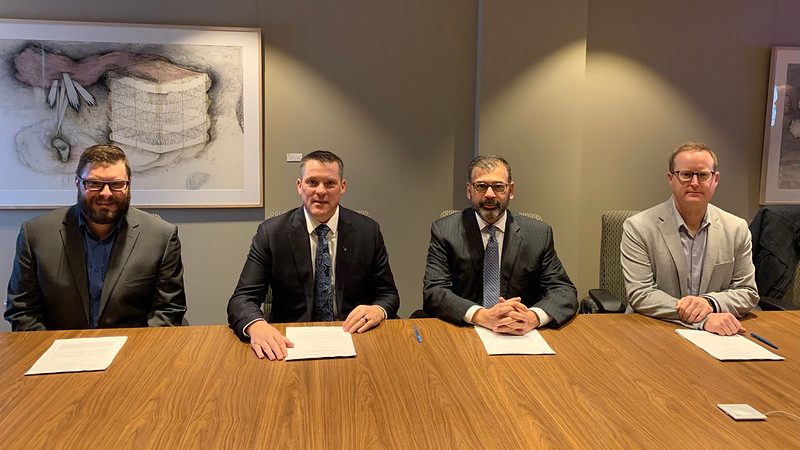(Left to right): Jason Wallsmith (CAO, MD of Acadia), Nate Horner (Minister of Agriculture and Irrigation), Jodie Parmar (Senior Director, Canadian Infrastructure Bank), Jordon Christianson (Chair, Special Areas Board)