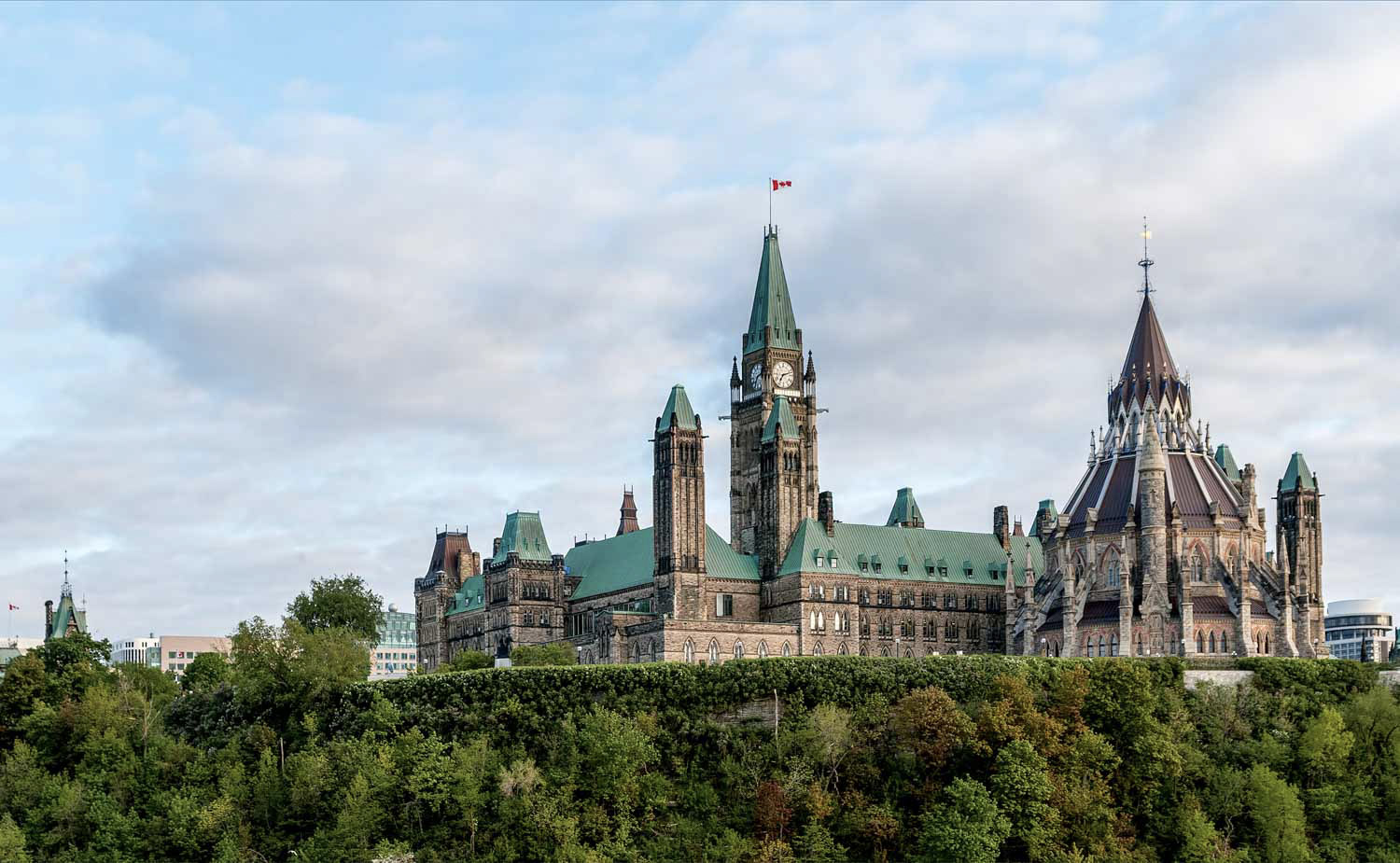Parliament Hill - Ottawa, Ontario, Canada. Its Gothic revival suite of buildings is the home of the Parliament of Canada.