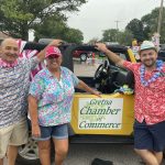 Gretna Mayor Mike Evans, Community Engagement Coordinator Carrie Reitmeier, Chamber President Grant Pille