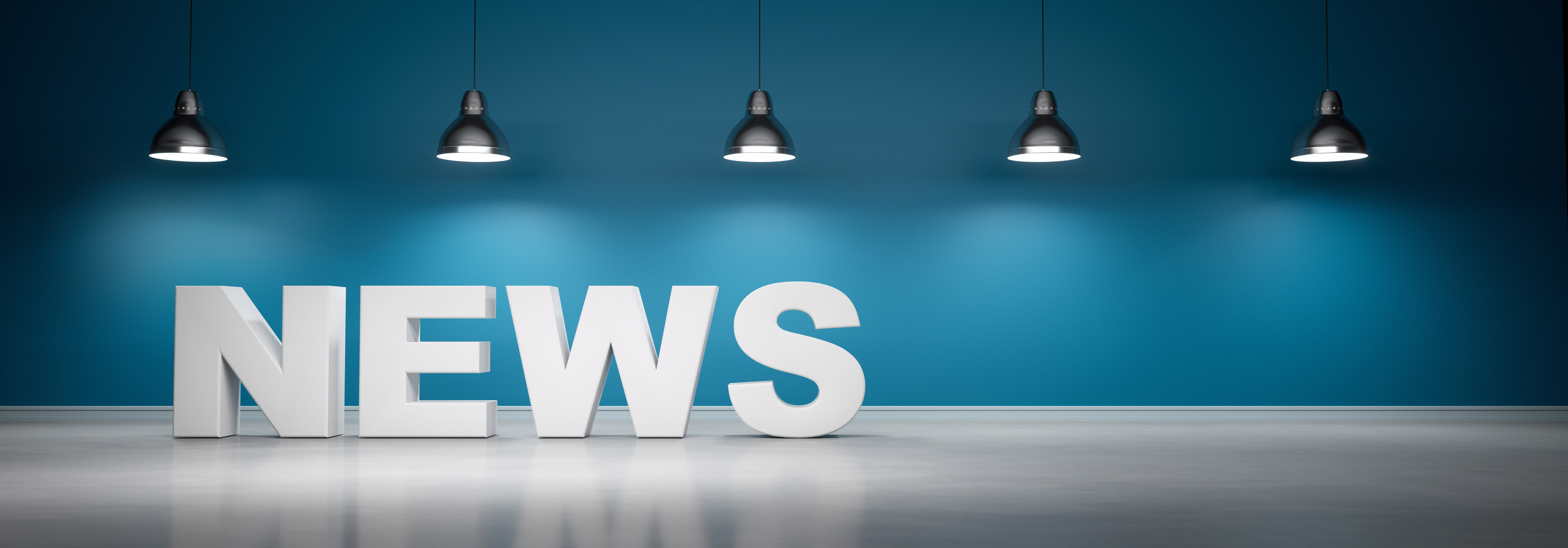 News vor blaugrüner Wand mit 5 Lampen Nampa Business blog