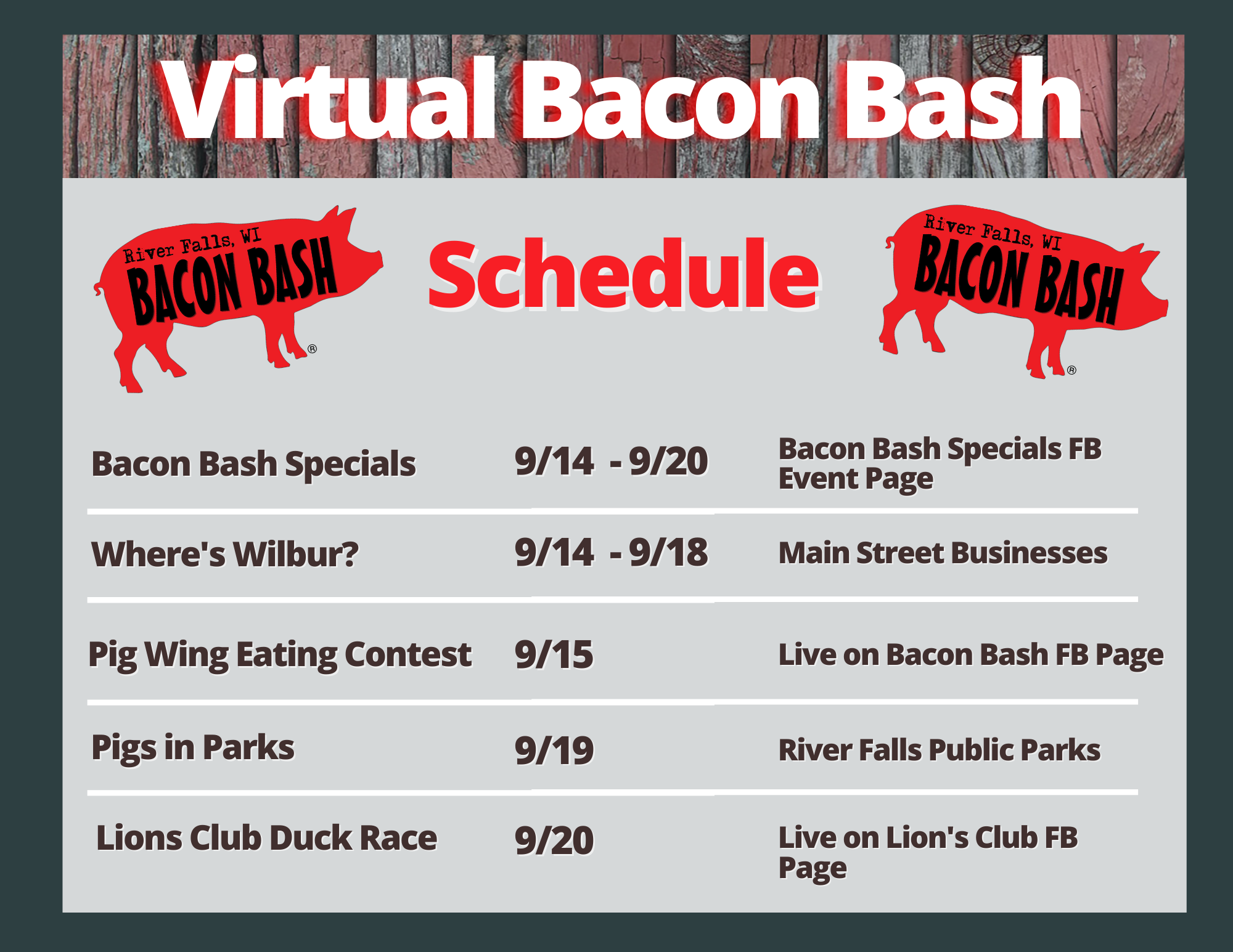 Virtual Bacon Bash River Falls Area Chamber of Commerce & Tourism Bureau