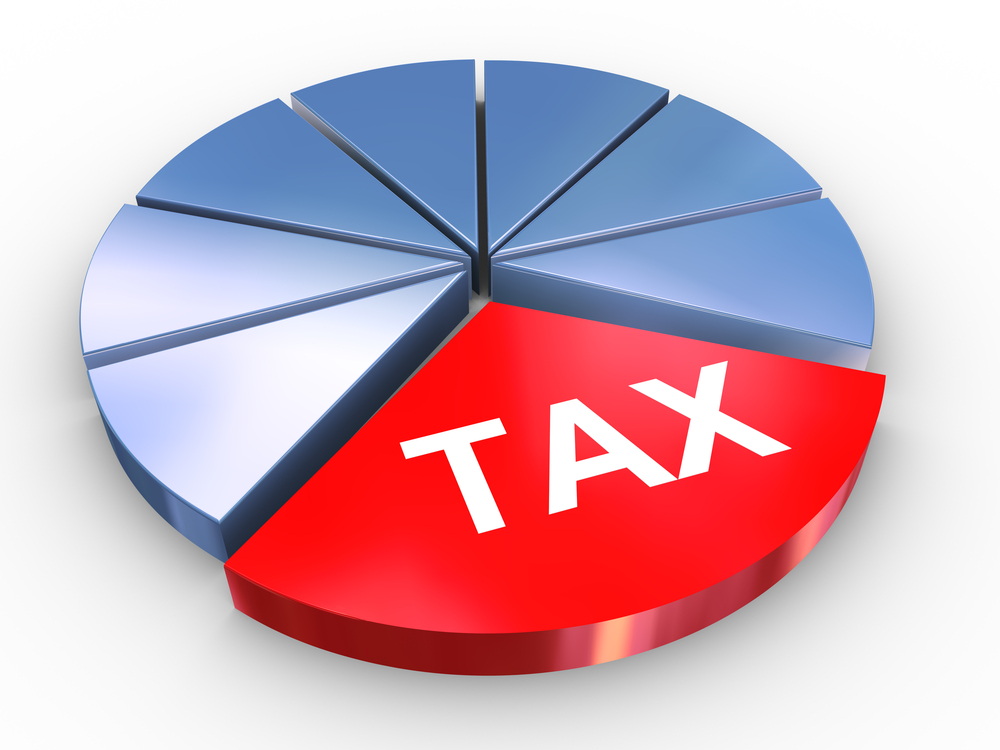 3d render of reflective tax pie chart