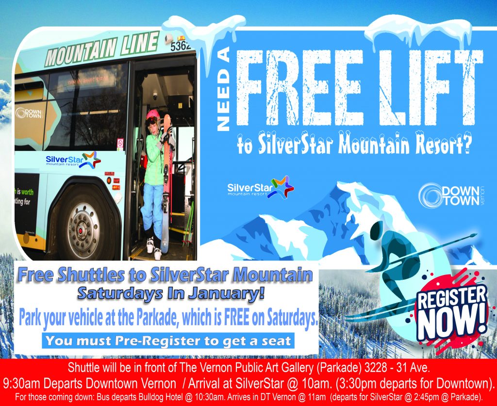 Free Shuttles to SilverStar Mountain from Downtown Vernon.