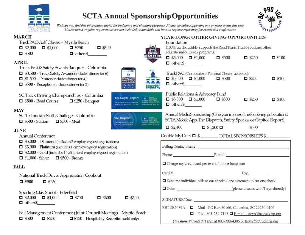 2020 SCTA Annual sponsorship opportunities 2020 SCTA Annual sponsorship opportunities