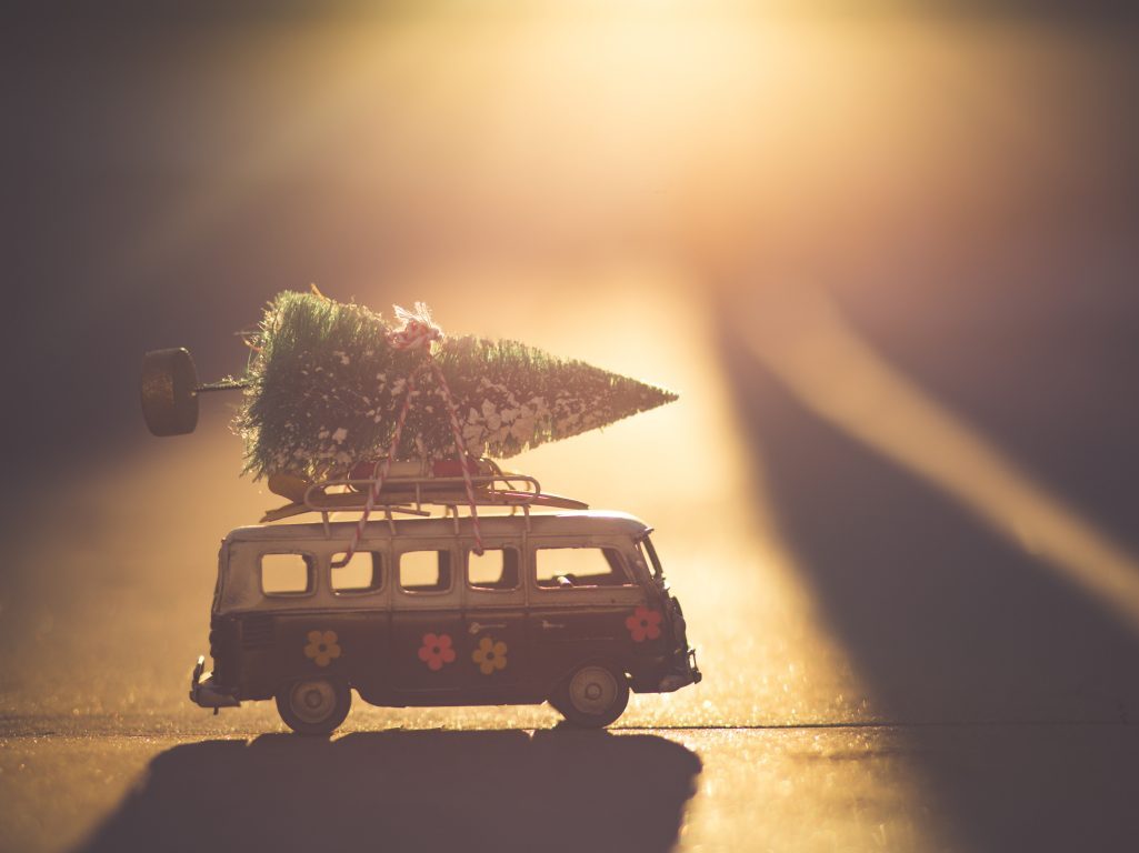 Christmas-Parade Van with tree on top