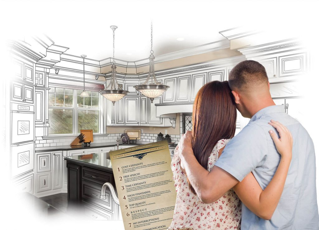 Couple looking at kitchen remodel