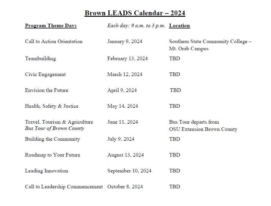 Brown LEADS Calendar