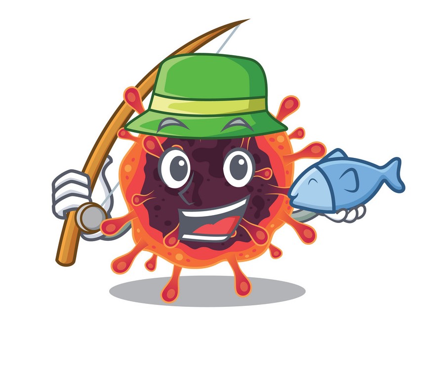 A Picture of funny Fishing corona virus zone design A Picture of funny Fishing corona virus zone design. Vector illustration