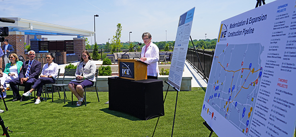 Gov. Laura Kelly speaks at the announcement of the U.S. 69 Highway expansion project