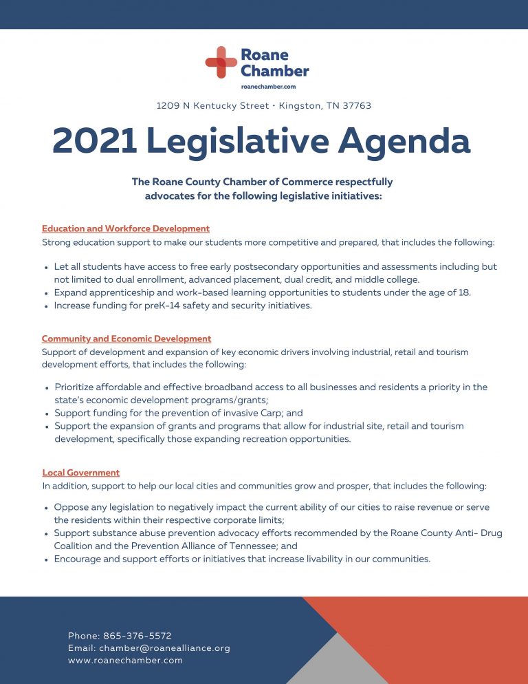 Legislative Agenda Roane County Chamber of Commerce