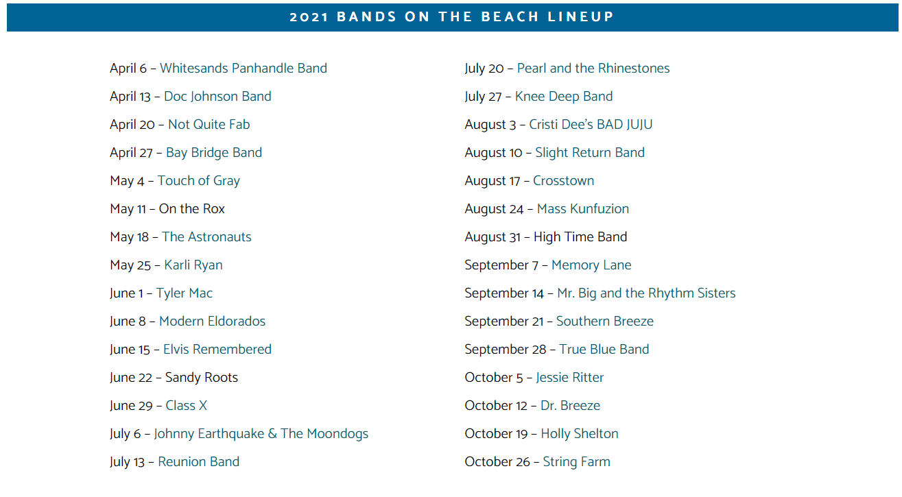 Bands on the Beach - Pensacola Beach Chamber of Commerce Bands on the Beach - Pensacola Beach Chamber of Commerce