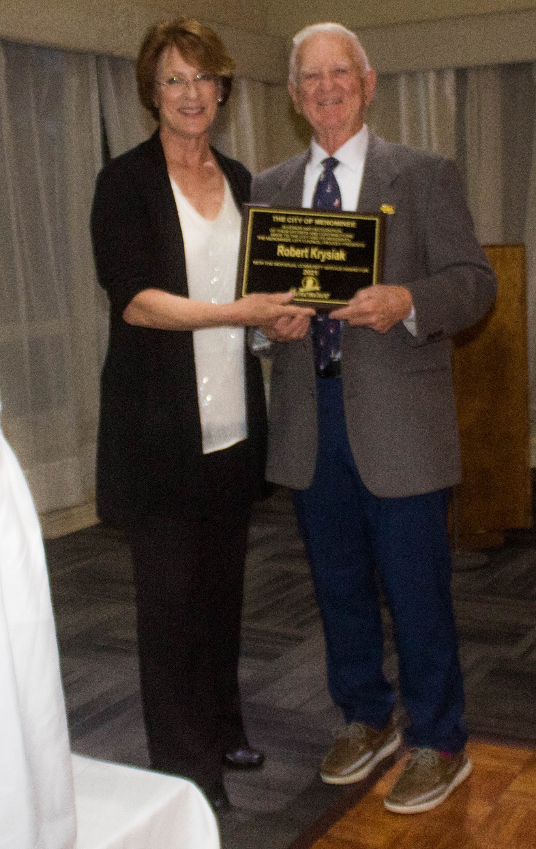 City of Menominee Individual Service Award: Mayor, Jean Stegeman (Nominator) &amp; Robert (Bob) Krysiak (Recipient)