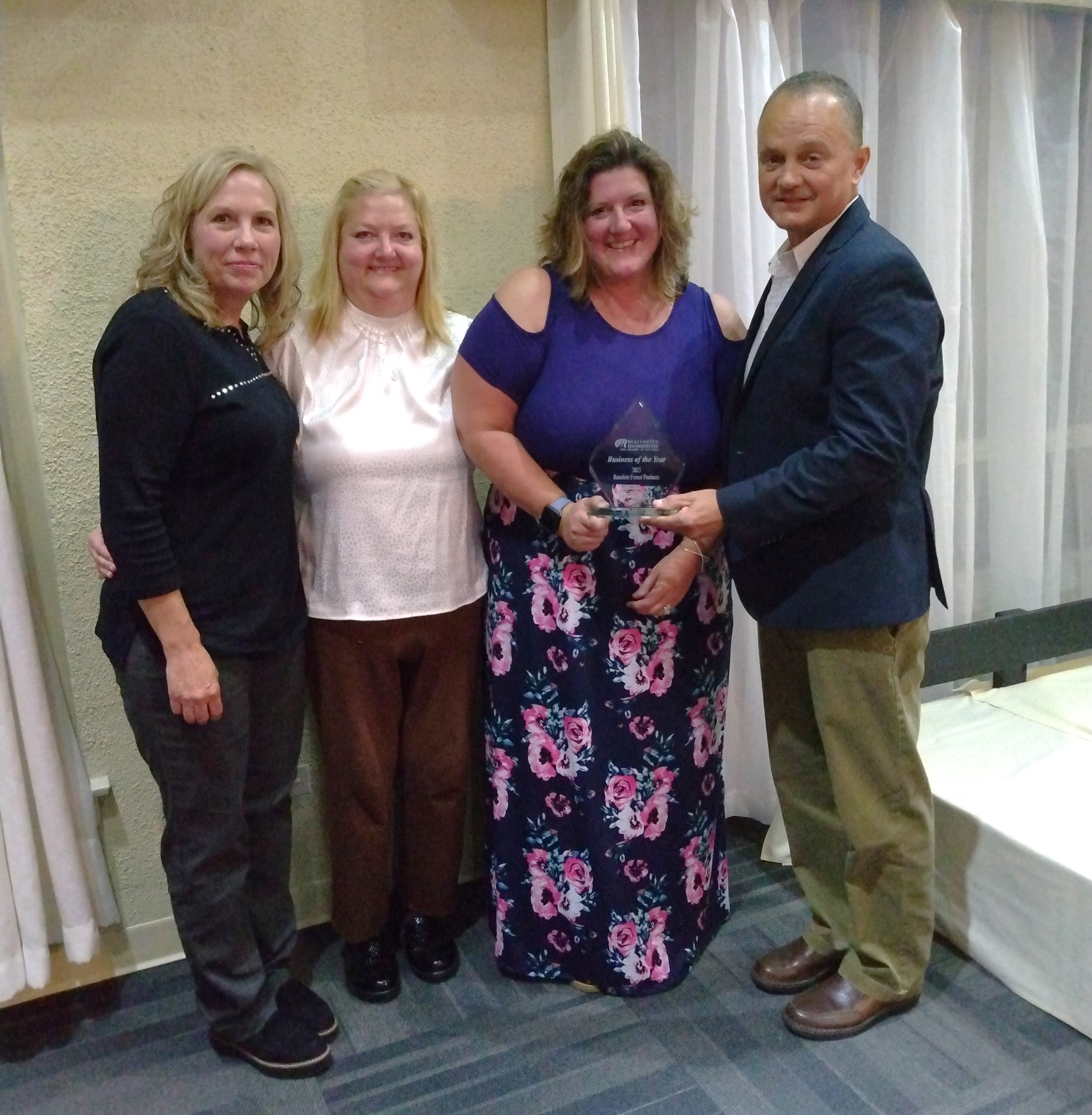 L to R: MiWorks, representatives, Jeanne Albert and Tonya Heikkinen; Employer-of-the-Year, Resolute Forest Products, Susan Lesperance and Toddy Clausen 