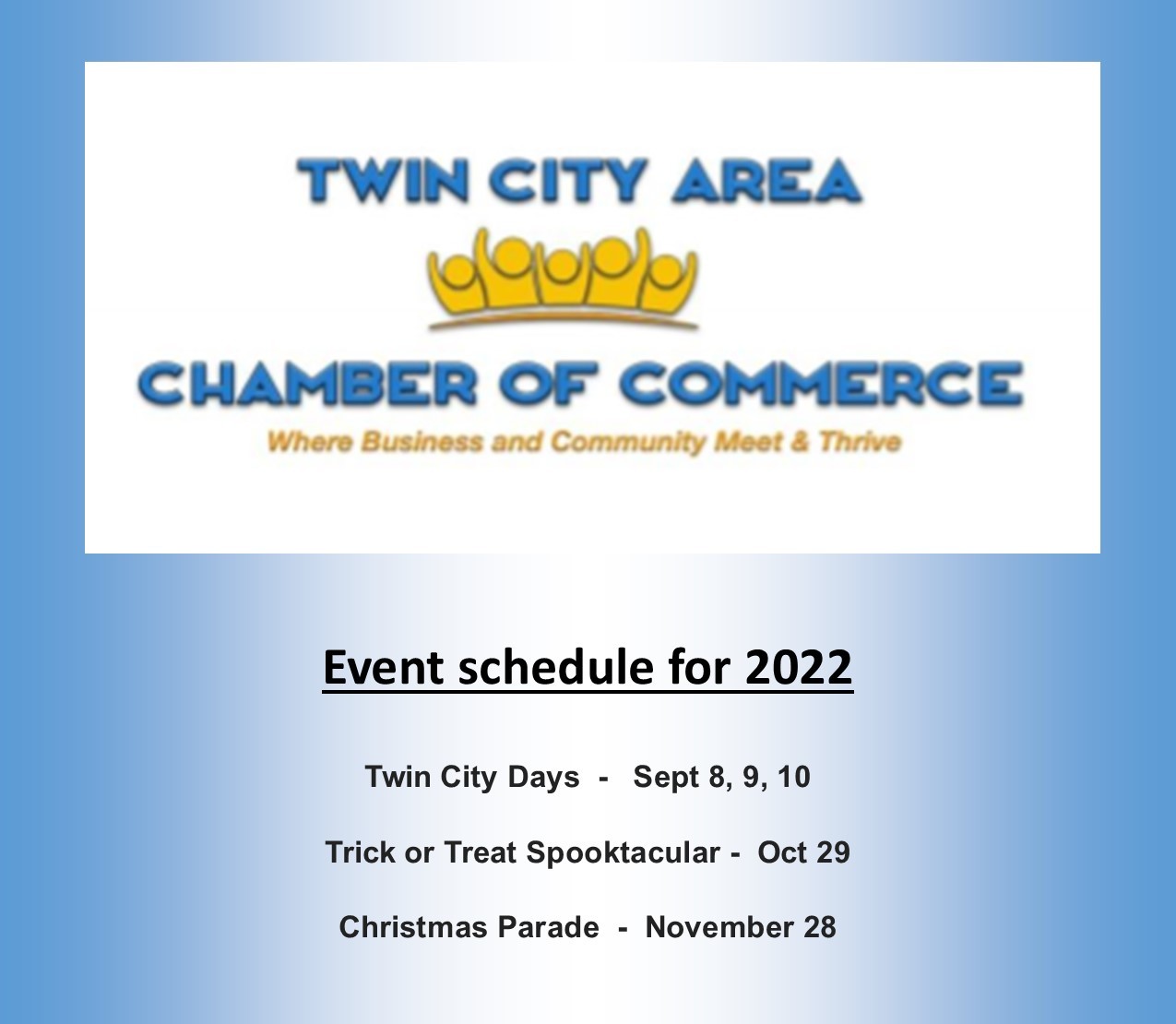 Twin City Chamber Event Dates