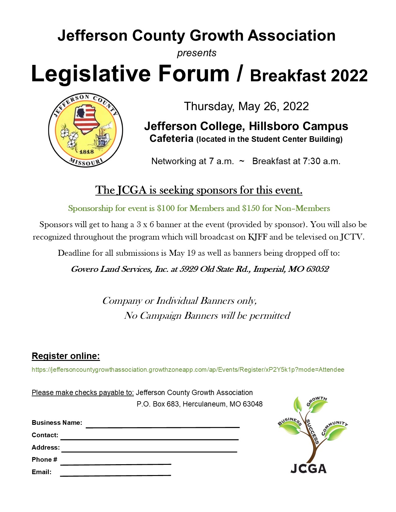 Sponsor Letter for 2022 Legislative Forum Breakfast