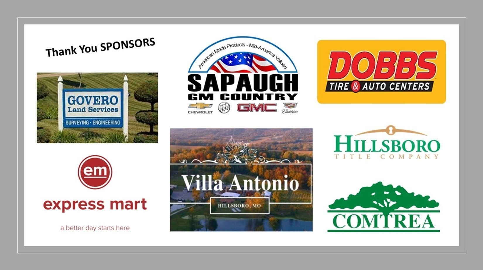 Thank you sponsors