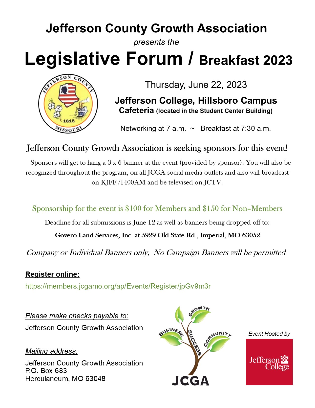 Sponsor Letter for 2023 Legislative Forum Breakfast