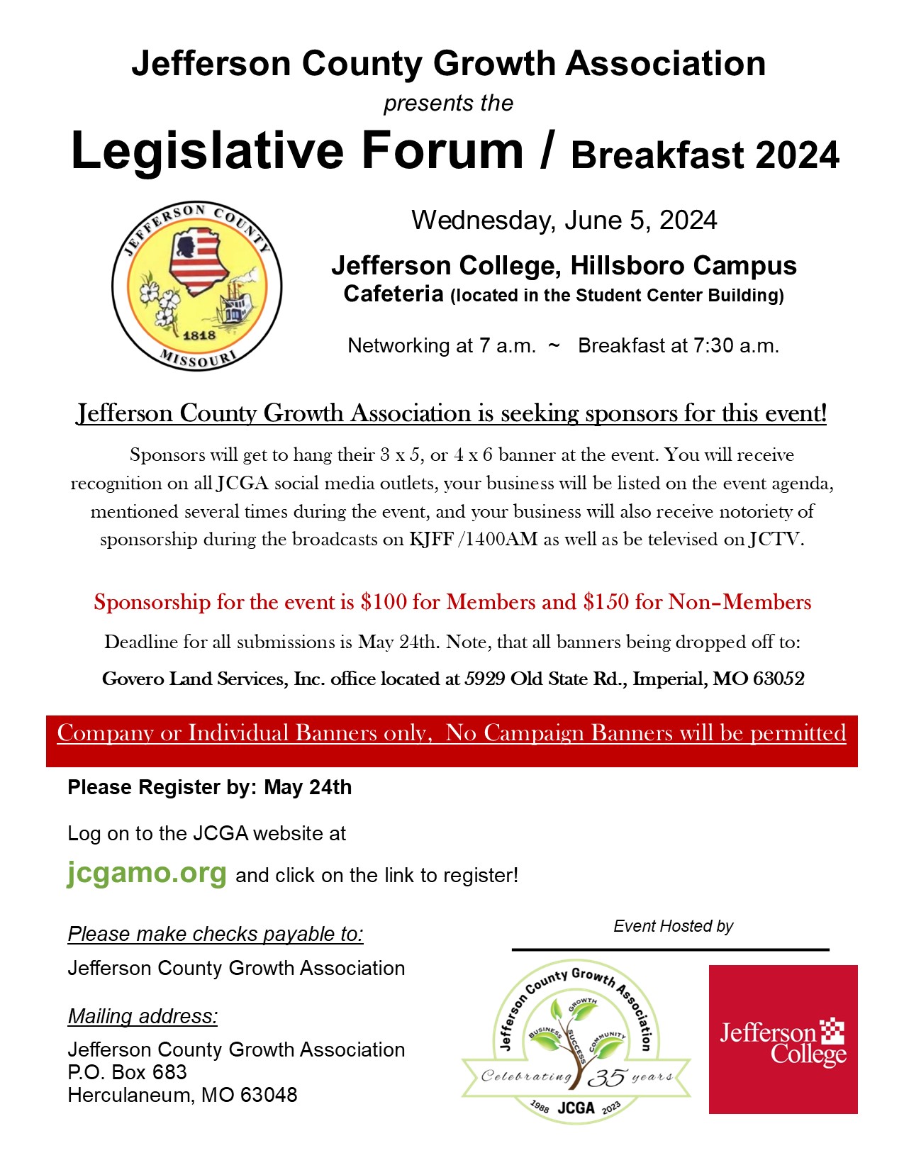 Sponsor Letter for 2024 Legislative Forum Breakfast