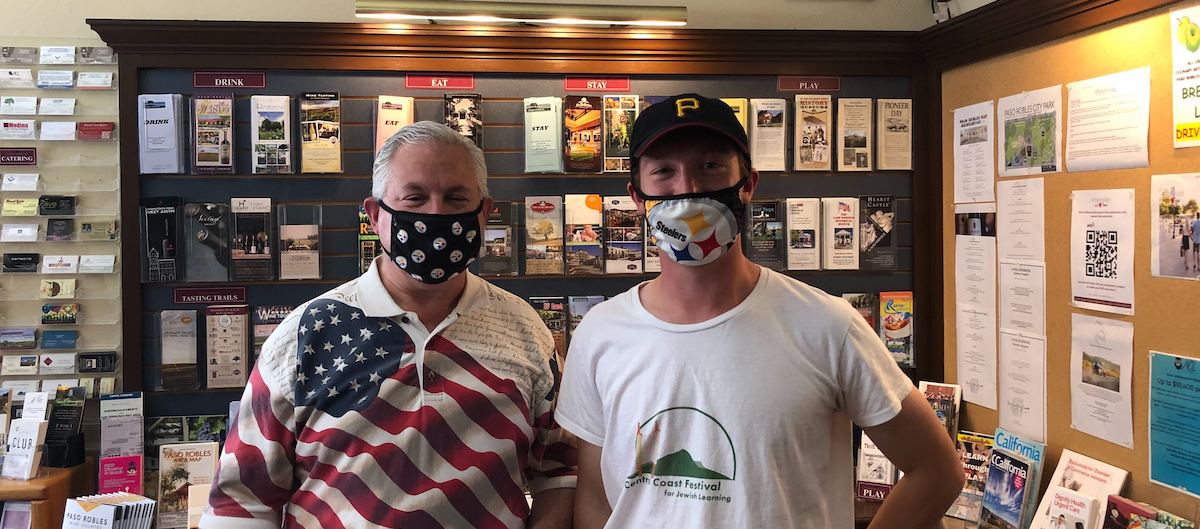 masked visitors in the paso robles visitor center